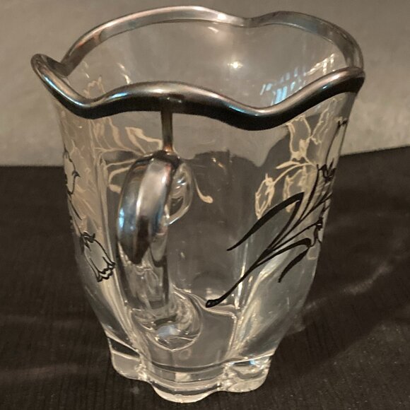 VTG 1939 Duncan Miller Canterbury Art Deco Creamer-Etched Silver & White Overlay - Picture 4 of 10